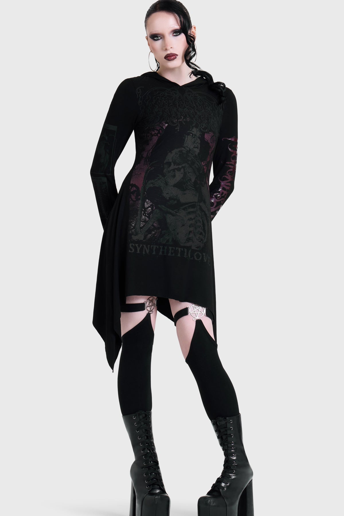 SYNTHETIC LOVE HOOD DRESS